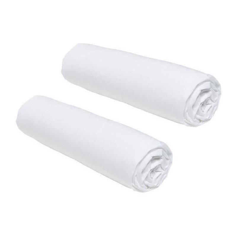 Lot de 2 draps housses TODAY Essential - 90 x 190 cm - 1 personne - 100% Coto...