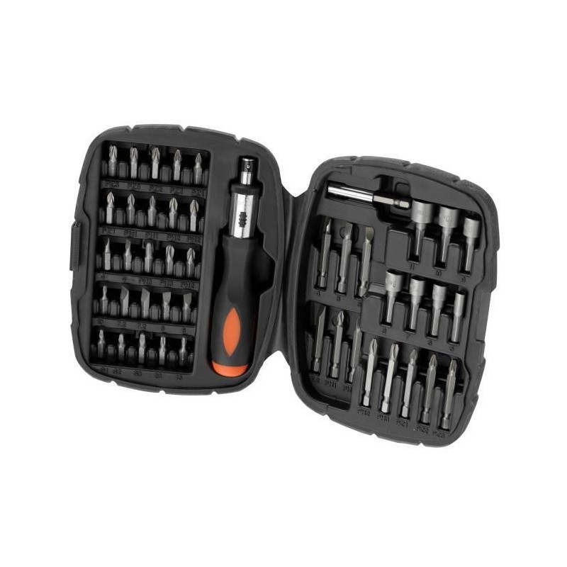 Kit tournevis et embouts a cliquet - BLACK+DECKER - A7039-XJ - 45 pieces