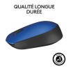Souris - Sans Fil - Logitech - M171 - Bleu - Ambidextre