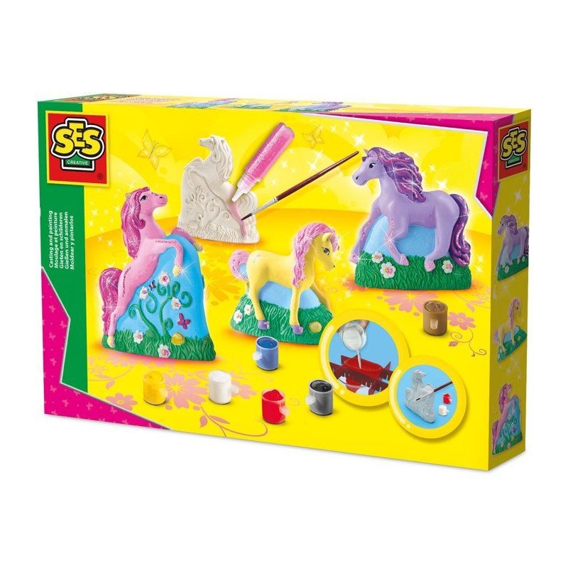 Moulage et peinture - SES CREATIVE - Hobby Pink - 3 chevaux - 3