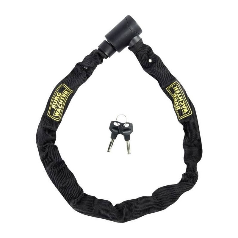 Antivol vélo chaîne - BURG WACHTER - 580 90 BLACK - Acier 6 mm - Textile haut...