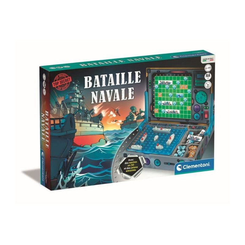 CLEMENTONI - Bataille Navale - Jetons magnétiques et navires en 3D -