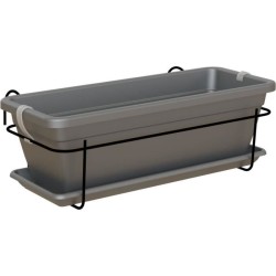 ARTEVASI Kit jardiniere balcon VENEZIA 50cm anthracite - Avec réserve d'eau -...
