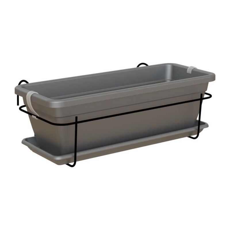 ARTEVASI Kit jardiniere balcon VENEZIA 50cm anthracite - Avec réserve d'eau -...
