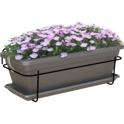 ARTEVASI Kit jardiniere balcon VENEZIA 50cm anthracite - Avec réserve d'eau -...