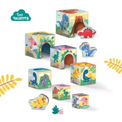 Tour de blocs a empiler avec figurines de dinosaures - Jeu d'adresse