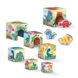 Tour de blocs a empiler avec figurines de dinosaures - Jeu d'adresse