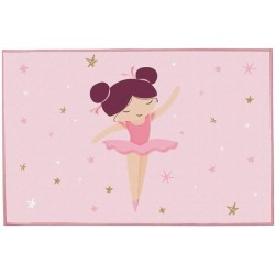 Tapis - FUN HOUSE - Danseuse Ballerine - 120 x 80 cm - Rose - Rectangulaire -...