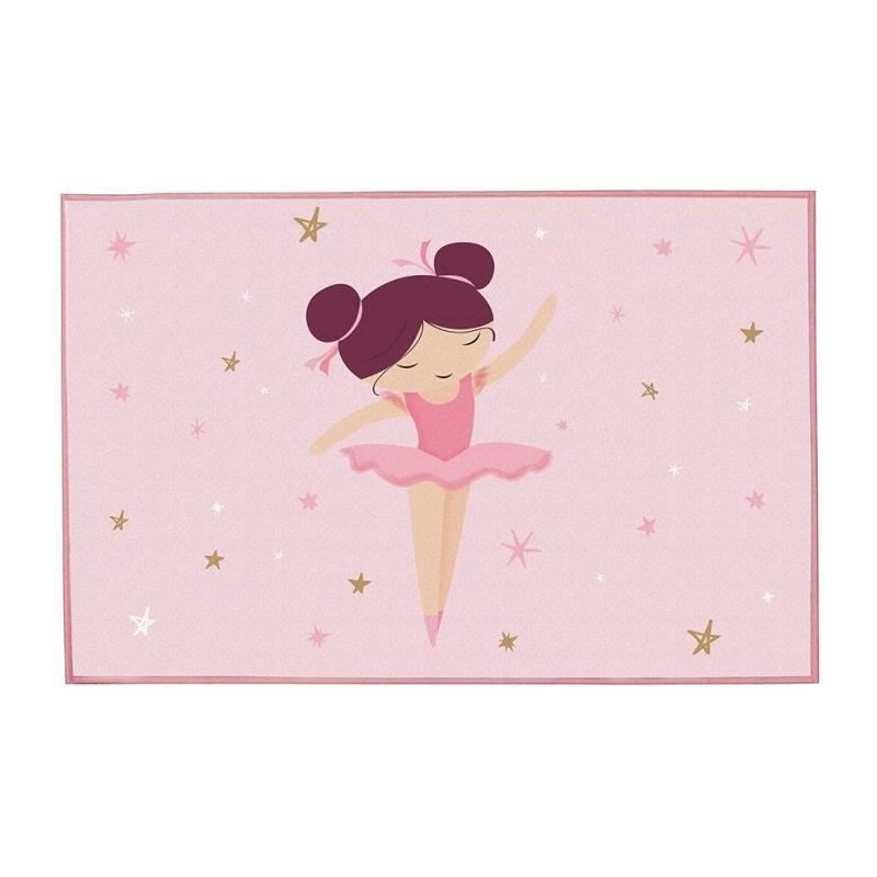 Tapis - FUN HOUSE - Danseuse Ballerine - 120 x 80 cm - Rose - Rectangulaire -...