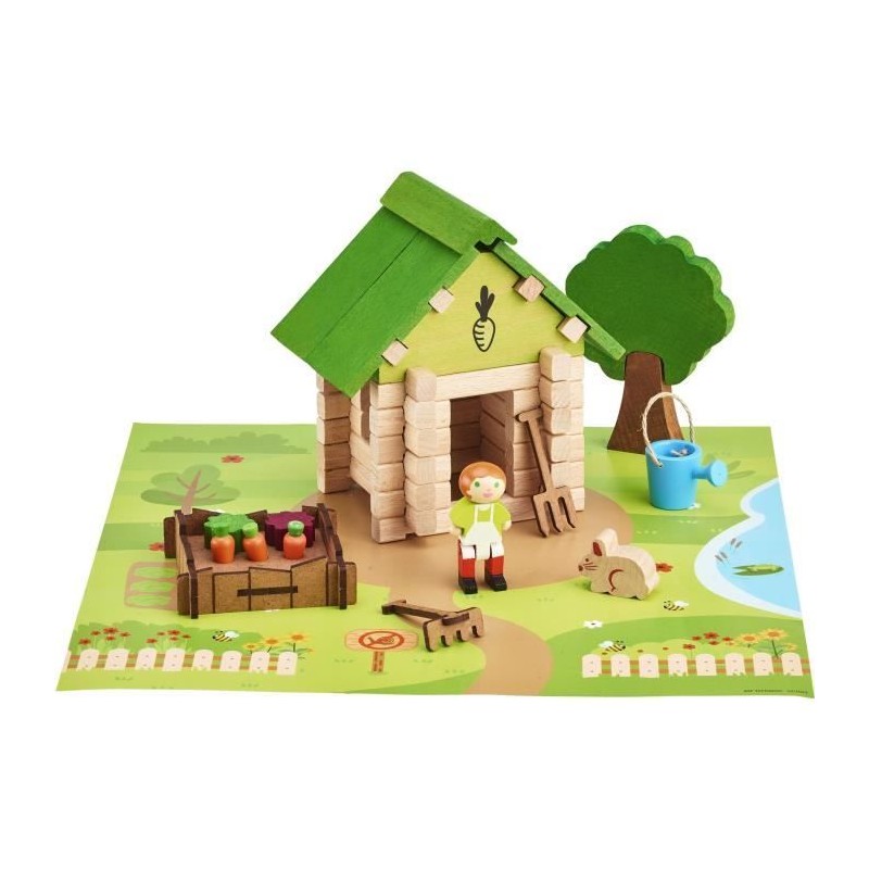La Cabane du Jardinier 60 Pieces - JEUJURA - Jeu de Construction en Bois Natu...