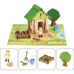 La Cabane du Jardinier 60 Pieces - JEUJURA - Jeu de Construction en Bois Natu...