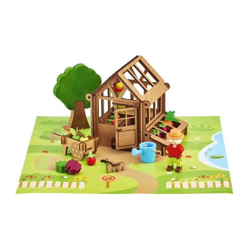 La Serre du Jardinier 40 Pieces - JEUJURA - Jeu de Construction en Bois Natur...
