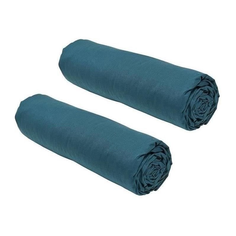 Lot de 2 draps housses TODAY Essential - 140 x 190 cm - 2 personnes - 100% Co...