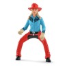 Figurine Cowgirl et Tonneaux de Racing, avec figurine et cheval,
