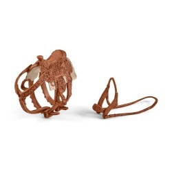 Figurine Cowgirl et Tonneaux de Racing, avec figurine et cheval,