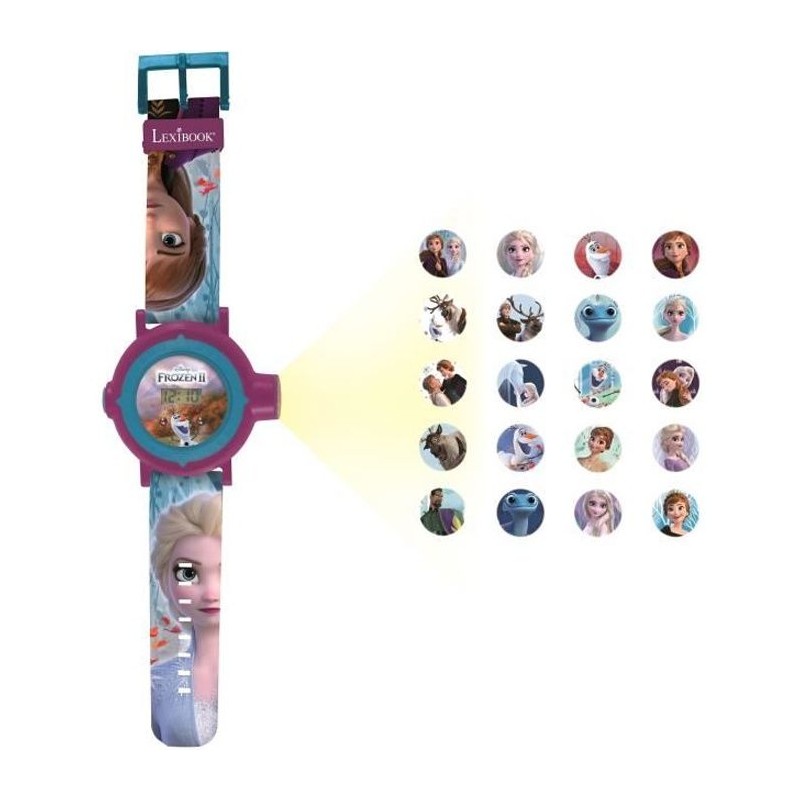 Montre digitale avec projection de 20 images design Reine des Neiges