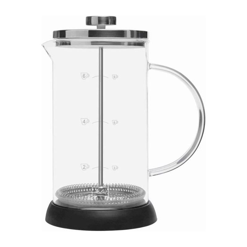 Cafetiere a piston MELITTA Standard 9 tasses - Compatible Café moulu - Réserv...