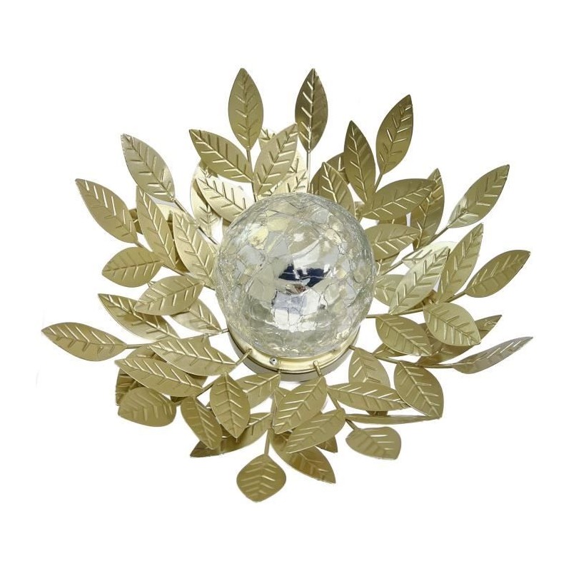 Nenuphar solaire GALIX G4495 - Metal, Or et Verre craquelé - 7 Lumens - 26 cm