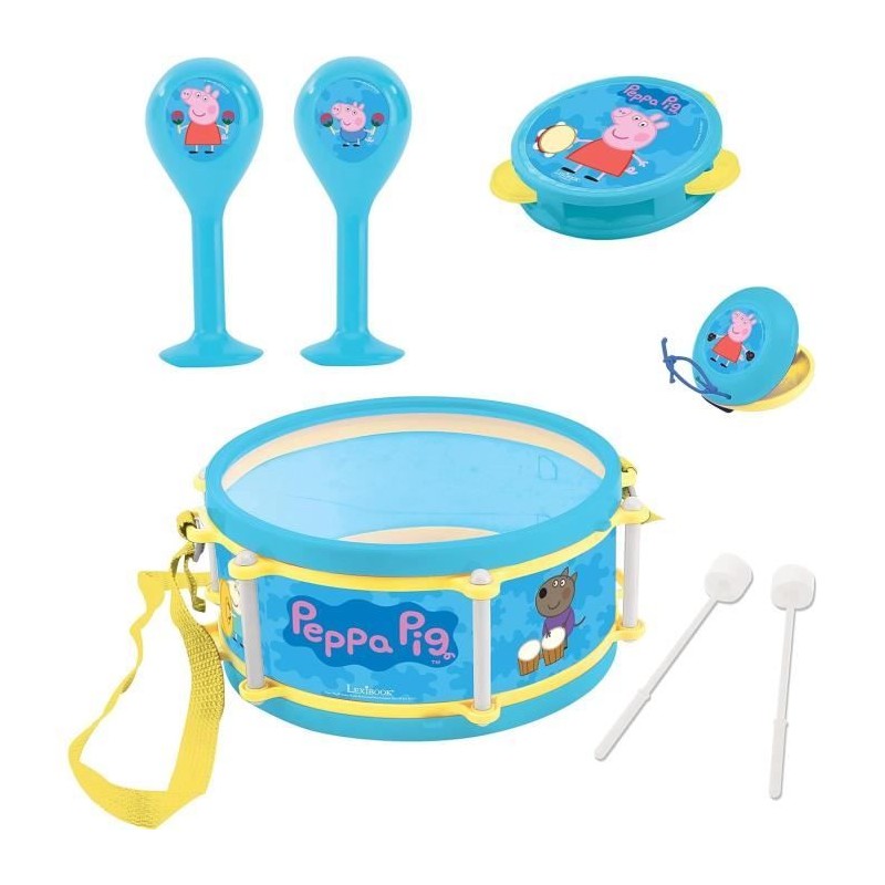 Lexibook - Set Musical Peppa Pig - 7 instruments - Rangement dans le tambour