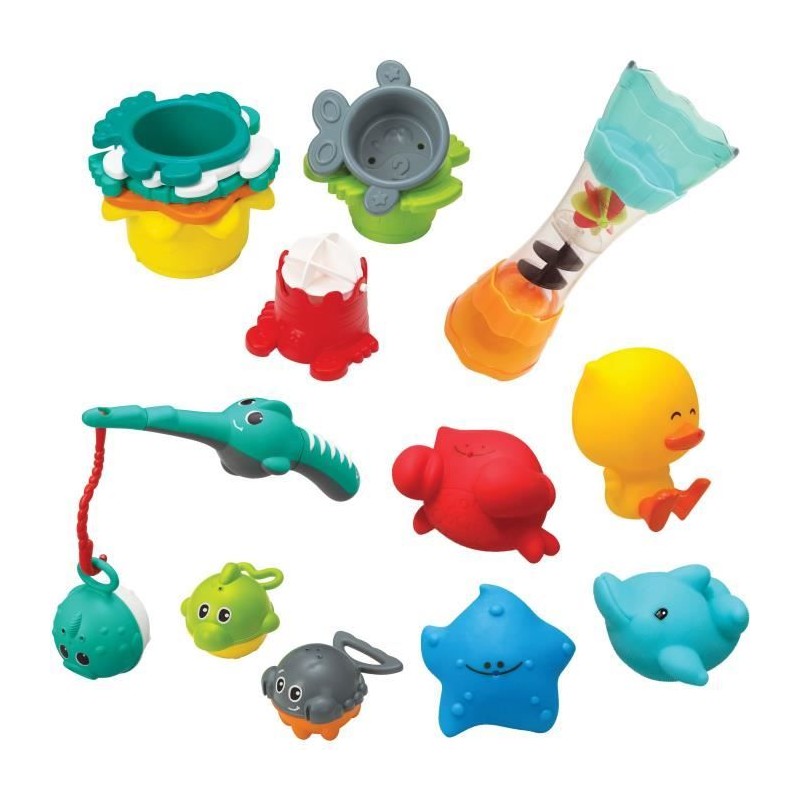 Coffret de bain INFANTINO - 17 pcs - Gobelets, aspergeurs, peche a la ligne