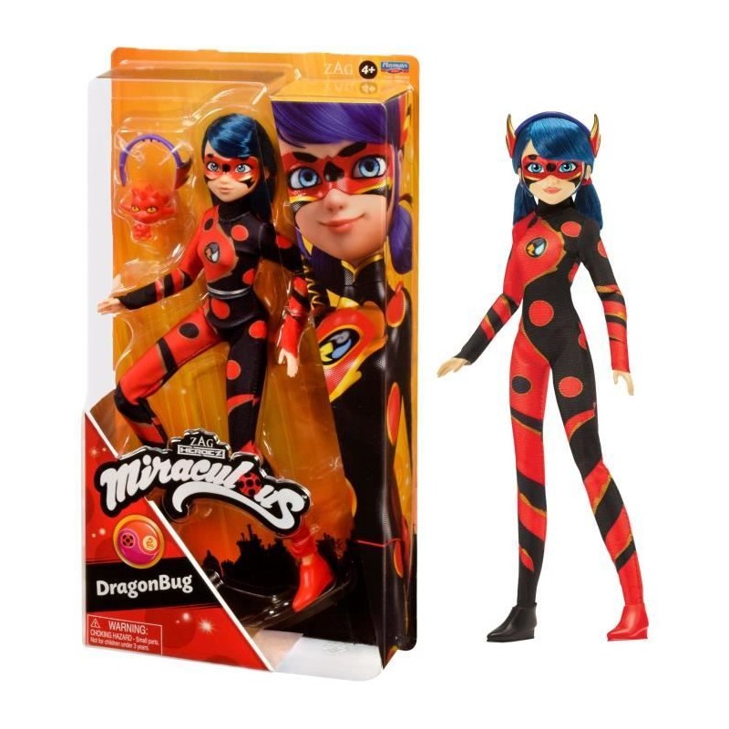 Bandai - Miraculous Ladybug - Poupée Dragon Bug 26 cm