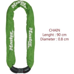 Antivol chaîne pour vélo - MASTER LOCK - Chaîne Antivol Vélo - 90 cm x 8 mm -...