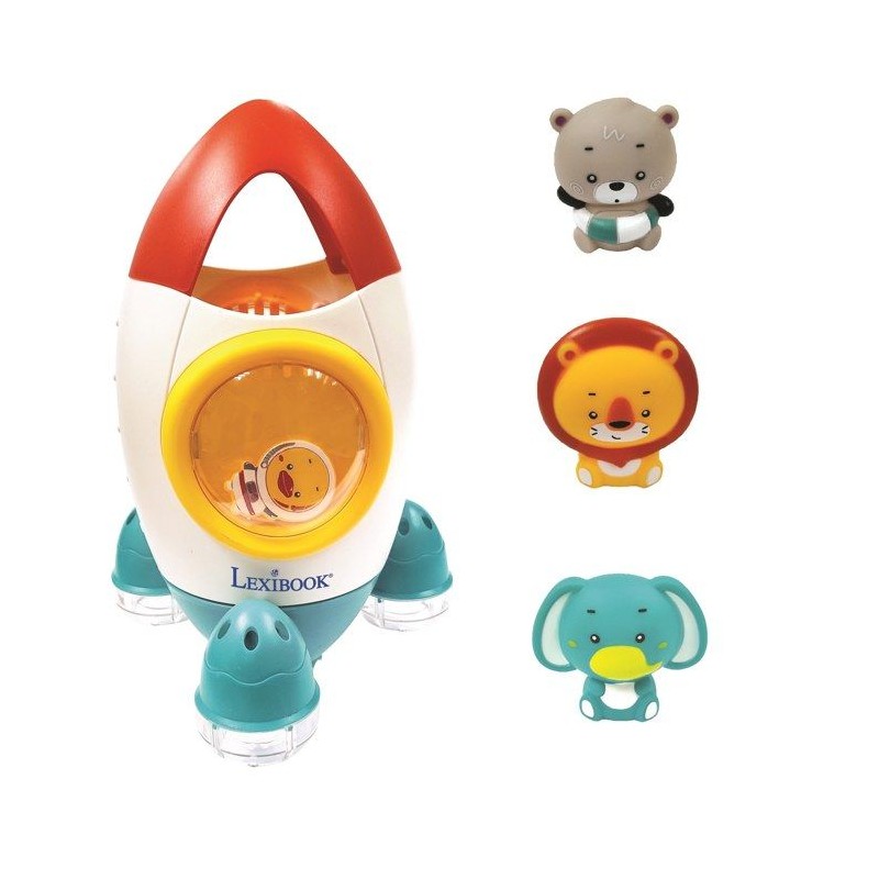 Jeu de bain fusée avec 3 animaux souples - LEXIBOOK - pour enfants de 18 mois...
