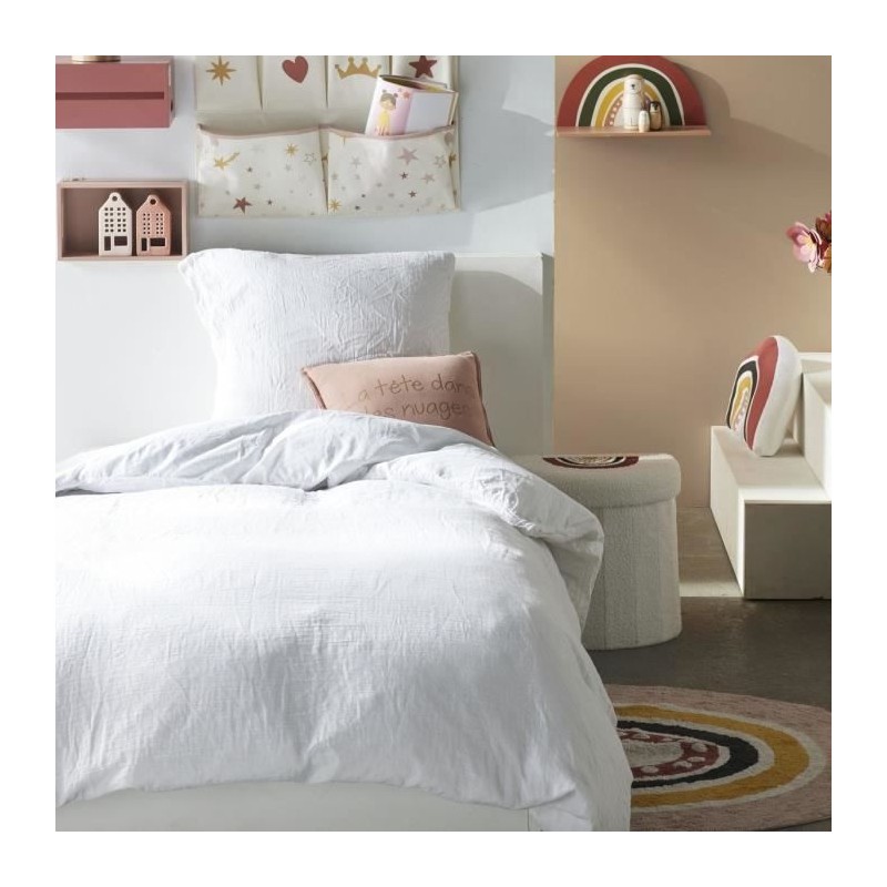 Parure de lit - TODAY - 123318 - 1 personne - 140x200 cm - Gaze de coton unie...