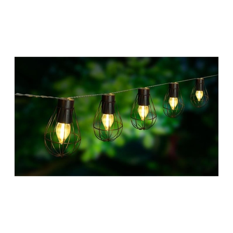 Guirlande solaire cage Keny - LUMIJARDIN - 10 ampoules LED - 3,8 m - Extérieur