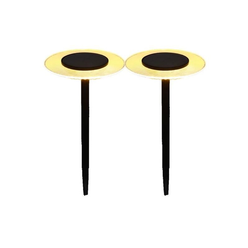 Lot de 2 balises solaires a piquer - LUMISKY - UFO - H35 cm - LED blanc chaud