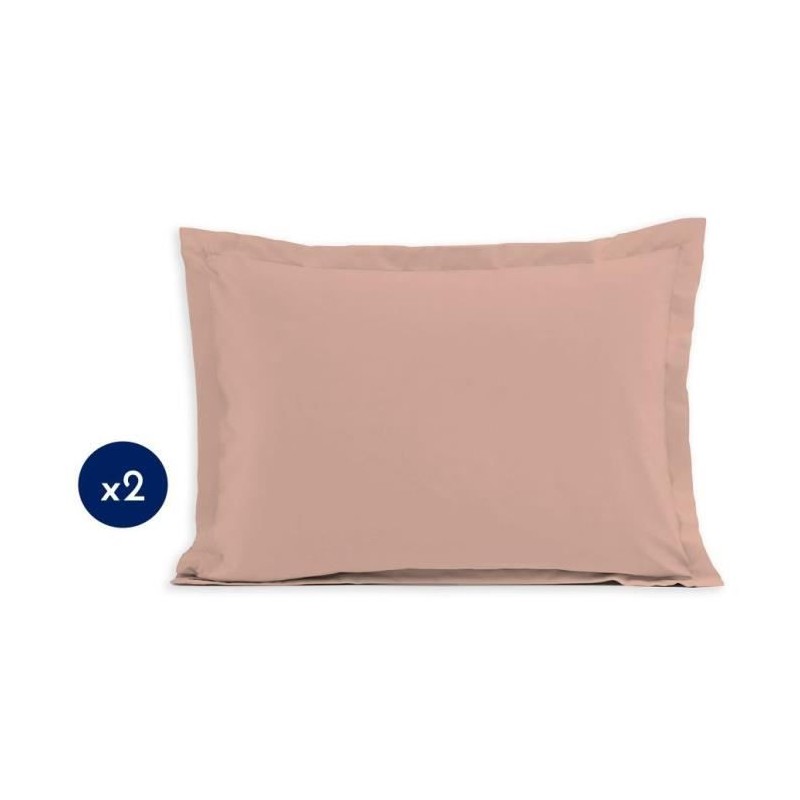 Lot de 2 taies d'oreiller - LOVELY HOME - LH71619 - 50 x 70 cm - Rose