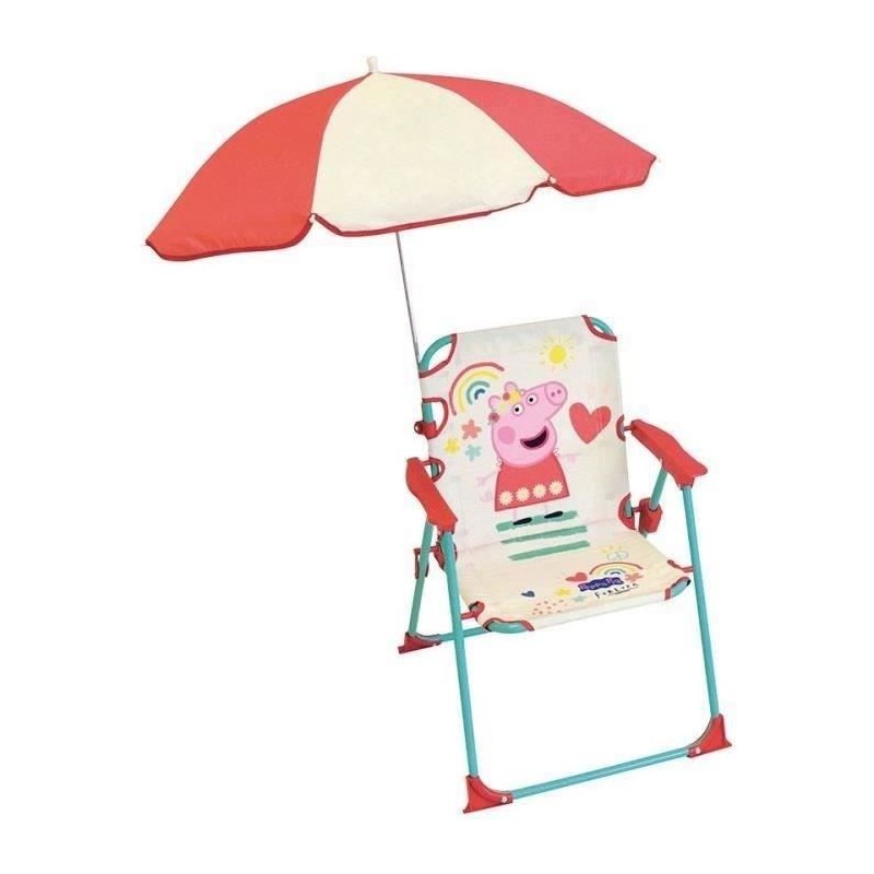 FUN HOUSE Peppa Pig Chaise pliante camping avec parasol - H.38.5 xl.38.5 x P....